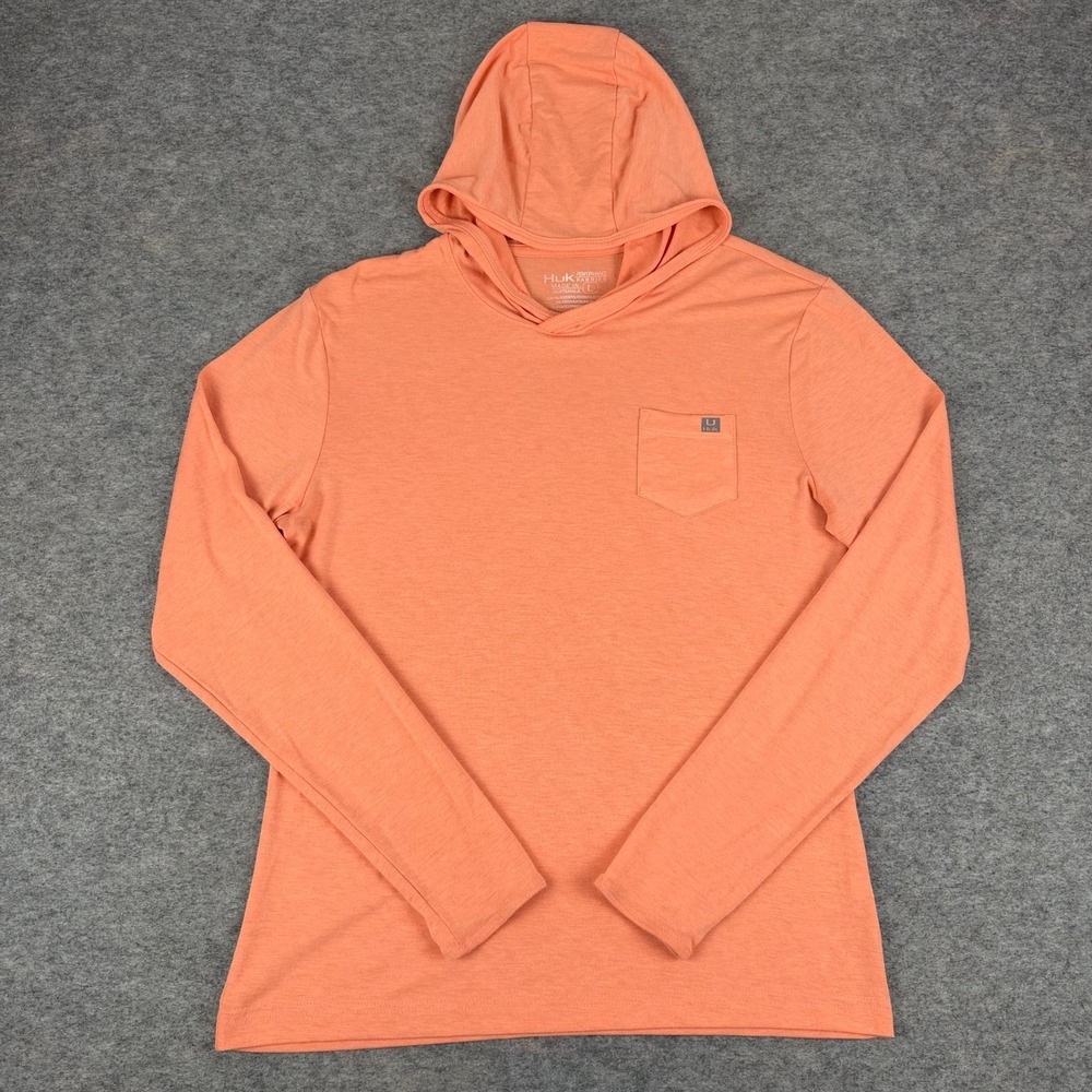 Huk Waypoint Hoodie Pullover Fusion Coral Womens Large L